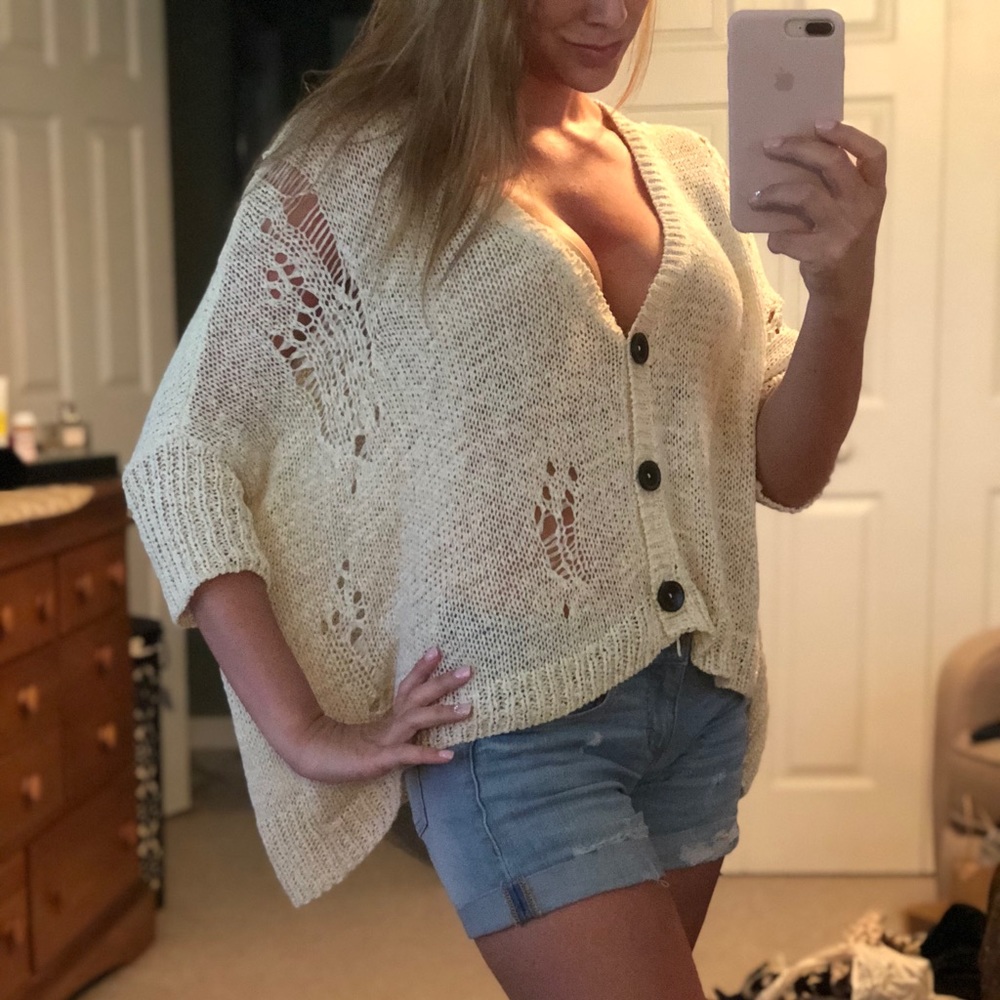 Distressed Button Down Sweater - image 2